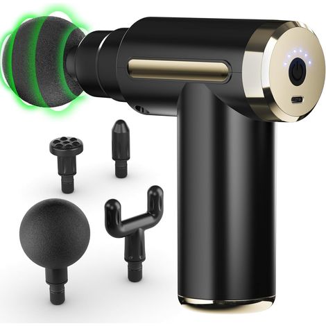 Pistolet de Massage Musculaire, Anti-Douleur Sportif Massage gun, Masseur à percussion musculaire avec 4 têtes de massage, Cadeau de Relaxation pour la Fête des Mères et la Fête des Pères