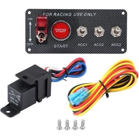 12V Interrupteur d\'Allumage de Démarrage du Moteur Panneau de Commande de Course Professionnel - DIY Voiture Modification Accessoi- (1/3)