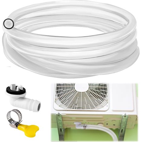 Kit de Vidange Climatiseur Universel - 3m Tuyau Flexible Transparent (Ø 1,8cm) avec 2,8cm Connecteur Coudé et Joint Anti-fuite (1/3)