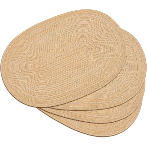 Lot de 4 Sets de Table ovales tressés, antidérapants, lavables, résistants à la Chaleur, pour Salle à Manger, Cuisine, fête, décoration Quotidienne (15 Marron café, 4)'15 Marron Café Lot de 4'15 Marro (1/5)
