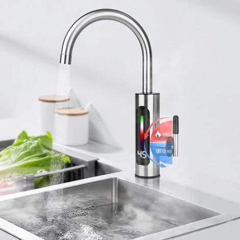 Elektrischer Warmwasserhahn mit LED-Temperaturanzeige (1/5)
