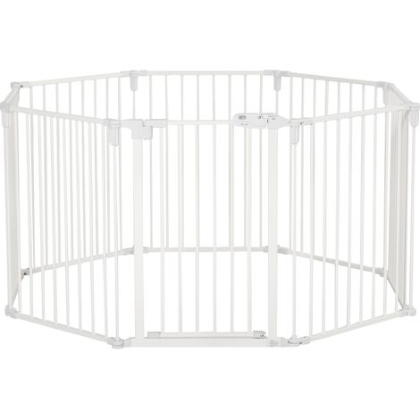 Enclos pliable pour animaux avec porte, 8 panneaux, 60x76 cm, blanc (1/5)