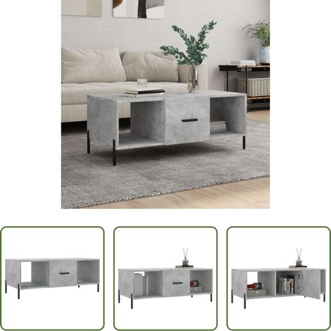 Rangement salon - Table basse gris béton 102x50x40 cm bois d'ingénierie (1/5)