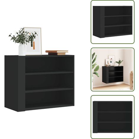 Armoire murale noir 75x35x60 cm bois d'ingénierie - Armoire Murale - Armoires Murales - Armoire Suspendue - Armoire Flottante (1/5)