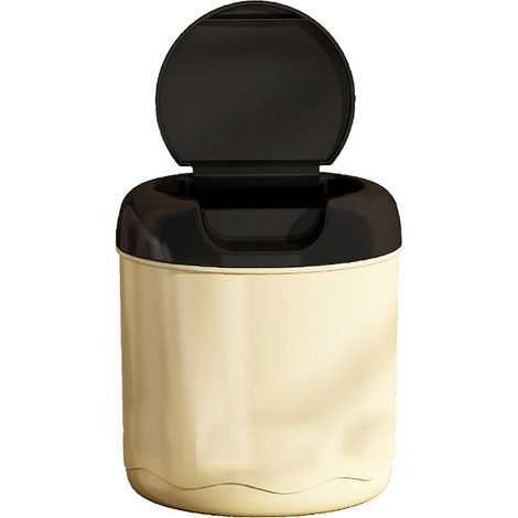 Poubelle de bureau couleur crème avec couvercle à charnière, multifonctionnelle, de capacité moyenne et pratique, mini-poubelle en plastique pour la maison, le bureau, la cuisine ou la chambre.