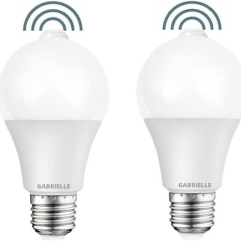 2er-Pack LED-Lampen mit PIR-Bewegungsmelder, E27-Schraubsockel, 12 W, 1000 Lumen (entspricht 100 Watt), 220 V, 6000 K Kaltweiß, Sicherheitsbeleuchtung
