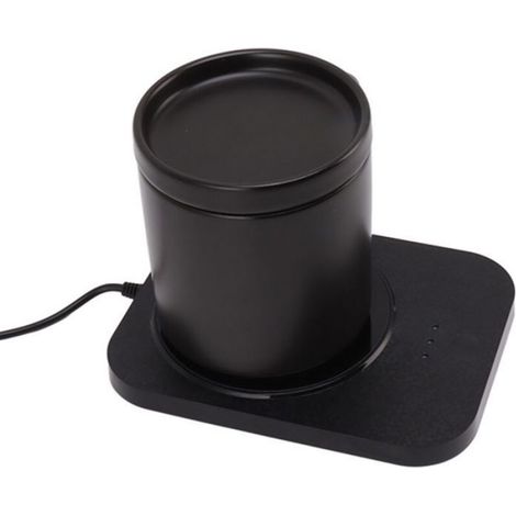 Chauffe tasse,Tasse à café chauffante électrique,55℃ chaud constant,alimentation USB,avec tasse en céramique,pour le bureau,5V,Noir (1/4)