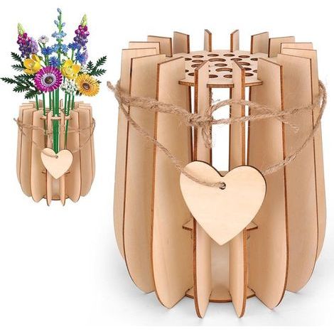 3D-Blumenvase aus Holz – 20 x 16 cm – Puzzlevase – Bausteine (1/5)