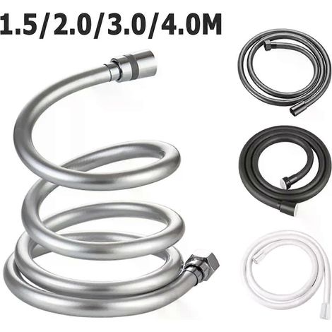 Tuyau de douche universel flexible en PVC argenté, noir, gris et blanc, 15/2/3 m, anti-torsion et anti-explosion - JXLGV (1/5)