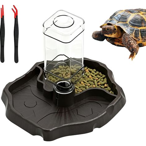 Bol d'eau pour tortues, distributeur d'eau pour reptiles, terrarium avec bouteille, gamelles pour reptiles, tortues, accessoires pour tortues, geckos, grenouilles, etc (1/5)