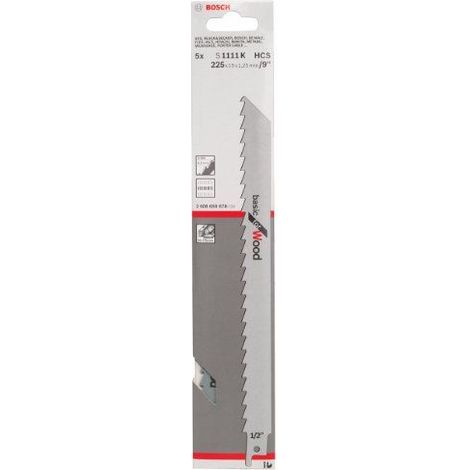 Lame scie sabre bois brut - Longueur : 225 mm - Quantité / boîte : 5 lames - Reference fournisseur : S1111K - BOSCH