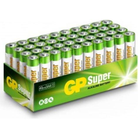 GP Battery Batteria Super Alcalina 1,5V Mini Stilo AAA / 24A / LR03 (Confezione 40 Pezzi)