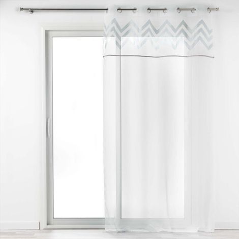 Rideau Voilage à Œillets "Levi" 140x240cm Argent (1/3)