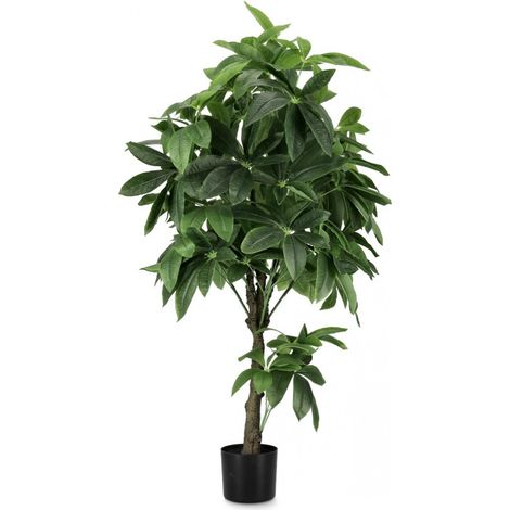 Pianta artificiale "Pachira Aquatica" con vaso in plastica nero, foglie in tessuto -Ø70x160h cm (1/5)