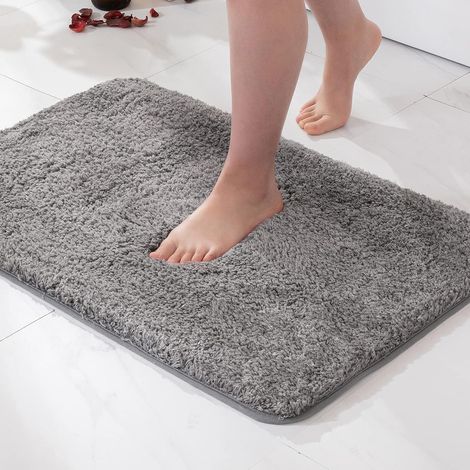 Tapis Salle de Bain 1 Pièce Absorbant Super Doux Gris 40x60cm (1/3)