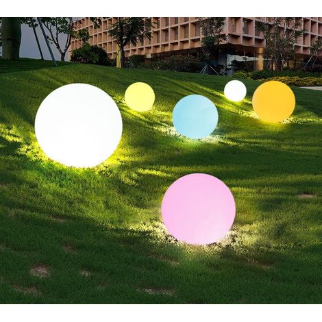 lampe solaire sphere pour jardin pelouse exterieure etanche multicolore avec telecommande 25cm (1/3)