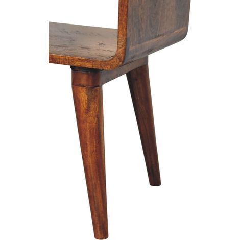 Table de chevet en bois massif châtaigne avec tiroir et niche ouverte – meuble de chambre à coucher moderne, marron foncé (1/4)