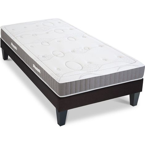 Ensemble Intuition 90x190 cm Matelas Mousse + Sommier Bois (1/5)