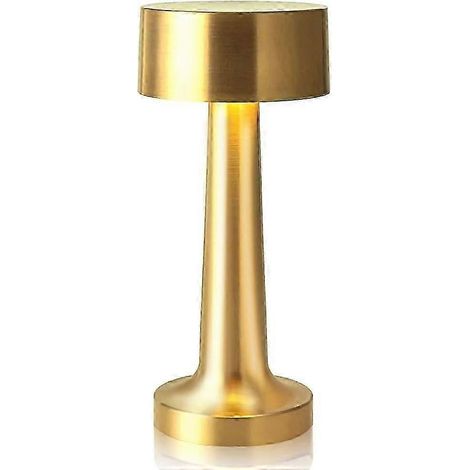Lampe de table LED portable, lampe de bureau en métal à 3 niveaux de luminosité, lampe rechargeable à commande tactile et 3 couleurs, veilleuse, lampe de chevet (dorée) (1/5)