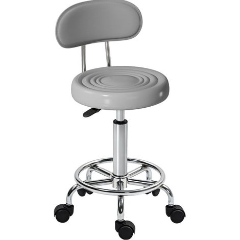Chaise de bureau réglable avec dossier, repose-pieds et roulettes, simili cuir gris HAVRYA (1/5)