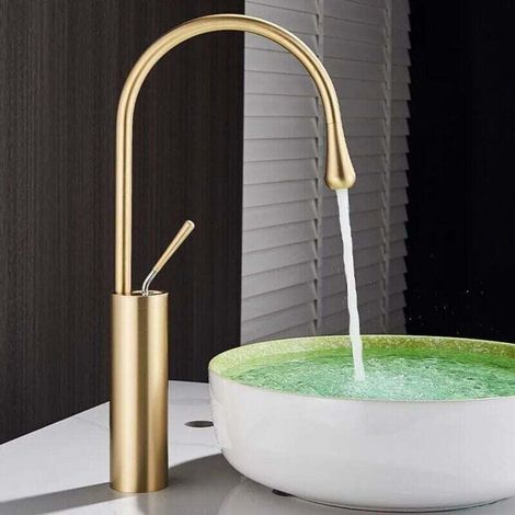 Basin Mixer Tap Gold Bathroom Sink 360° High WC Mixer MUMU (1/4)