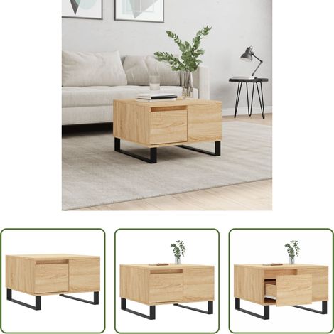 Holzwerkstoff Couchtisch - Couchtisch Sonoma-Eiche 55x55x36,5 cm Holzwerkstoff (1/5)