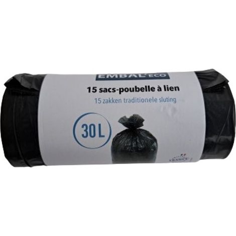 Sacchetto nero da 30 litri x 15 pezzi, 18 micron