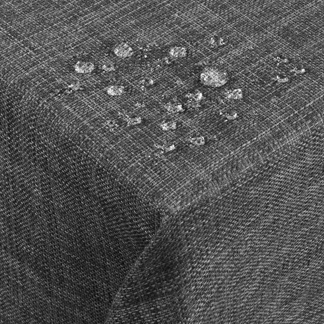 Tischdecke Leinenoptik 100x140 cm Dunkelgrau Wasserabweisend Pflegeleicht
