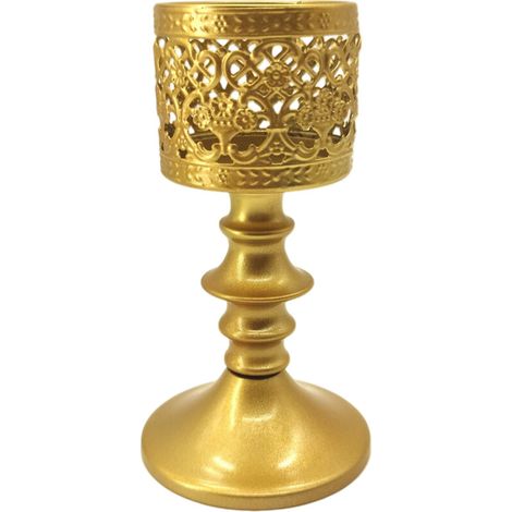 Candelabro tradicional europeo de hierro con tallado en oro M