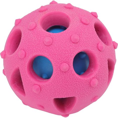 Balle à mâcher interactive et résistante aux morsures pour chiot, distributeur de friandises à faible débit, idéale pour l'entraînement et le jeu, rose rouge x 122 points (1/4)