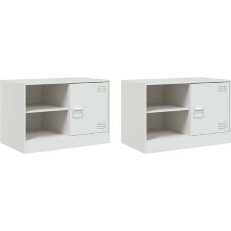 Mobile TV multimediale scaffale per televisione televisore buffet sala da pranzo soggiorno camera da letto 2 pezzi 67 x 39 x 44 cm acciaio bianco 020028538