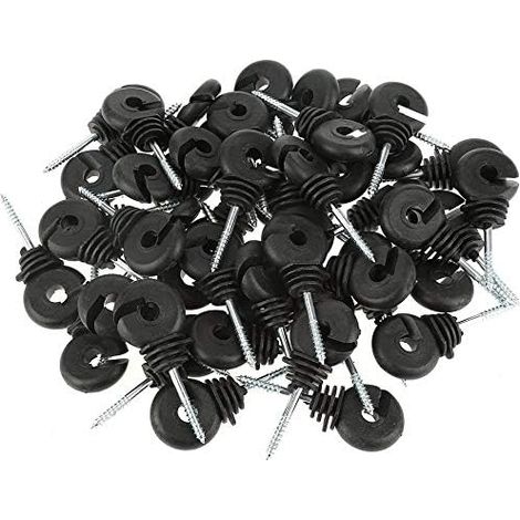 50 Pieces/Set Black Screw Ring Insulator for Electric Fence Wood Post Accessories Sun Protection, Rain Protection