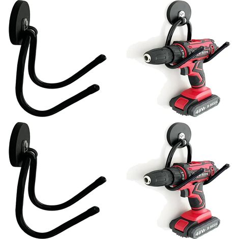 Set di 2 supporti magnetici per trapani elettrici, portautensili da garage, ganci multiuso in gomma resistenti, antigraffio (1/5)