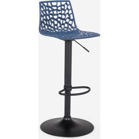 Sgabello design cucina bar base nero opaco regolabile Grand Soleil Spider Matt - Blu