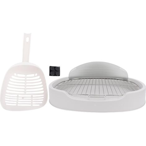 Plateau de pot pour chien avec déflecteur, filet en acier inoxydable, support de pipi pour chiot, toilettes pour intérieur gris (1/5)