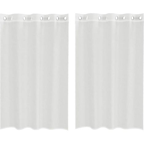 Maison Exclusive - Voile Vorhänge mit Ösen 2 Stk. Weiß (1/5)