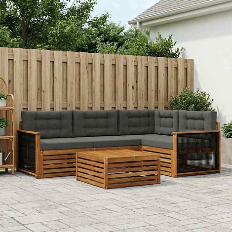 vidaXL Outdoor-Sofagarnitur mit Kissen 5 pcs Natur und Anthrazit (1/5)