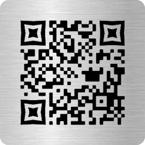 Menu sans contact pictogramme carré QR Code pour présentation menu hôtel restaurant - Couleur argent brossé (1/4)