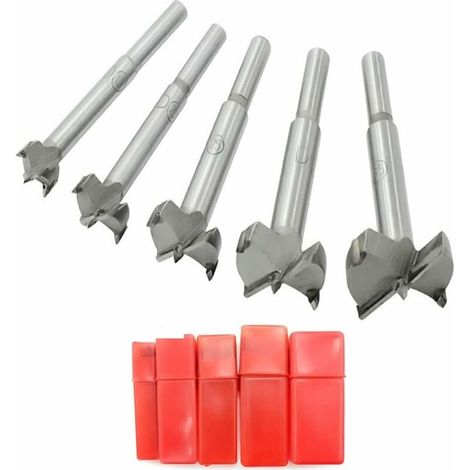 Forets Foret à Bois 15-35mm 5PCS Triomphe, Forets en carbure cémenté à charnière pour Trou de perçage pour Aile Plate en Carbone HSS avec Tige Ronde (1/5)