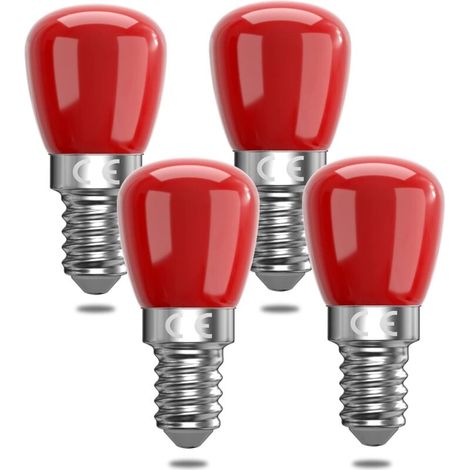 Pack of 4 E14 3W red LED bulbs, decorative red E14 LED bulbs, 25W replacement, suitable for ambient lighting, Halloween, Christmas [Energy Class F] (1/5)