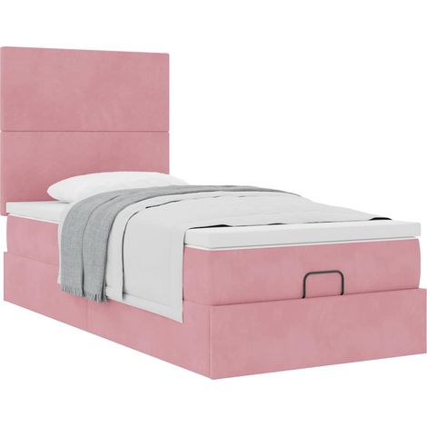Maison Exclusive - Struttura Letto Pouf con Materassi Rosa 100x200 cm Velluto