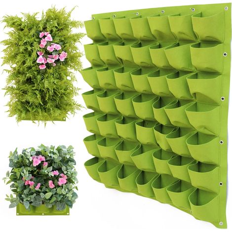Sacs de plantation muraux verts, pots de fleurs verticaux, jardinières verticales, sacs de culture pour plantes succulentes, accessoires de décoration intérieure (1/5)