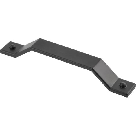 Poignée de meuble design angulaire, entraxe 160 mm, longueur 185 mm, en ZnAl robuste, vis incluses, pour cuisine, commode et tiroir, finition noir mat