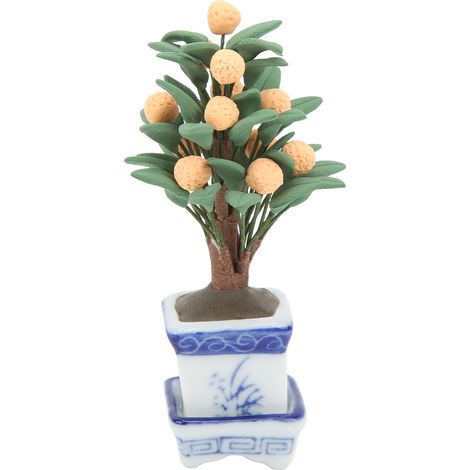 Oranger miniature en pot pour maison de poupée (échelle 1/12), plante à feuilles miniatures réalistes, accessoire photo pour la décoration de maison de poupée (1/5)