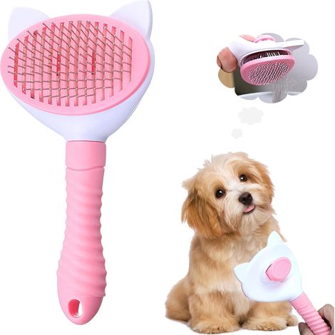 Brosse auto-nettoyante pour animaux de compagnie, peigne pour chiens et chats, éjection des poils en un clic, gain de temps (1/5)