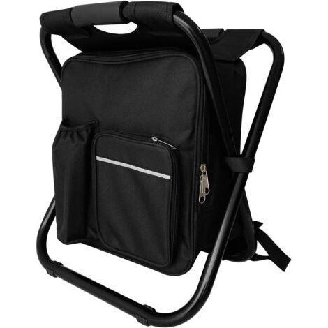 Chaise de Camping Pliante avec Sac à Dos, Ultra-Légère et Étanche pour Camping, Pique-Nique, Chasse (Noir) (1/4)