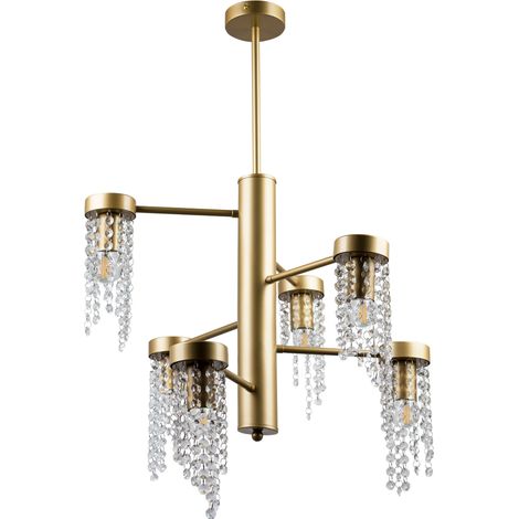 Lampadario dorato con cristalli 6xE27 GEA 316318 Polux (1/4)