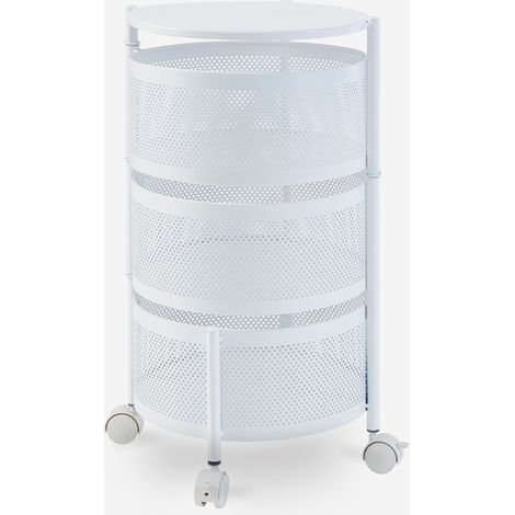 Carrito verdulero de cocina moderno con ruedas 3 cestas giratorias Rodin M - Blanco (1/4)