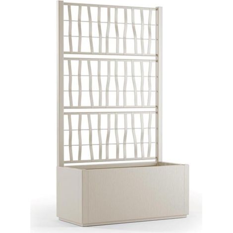 Fioriera con spalliera in plastica, separè grigliato piante rampicanti per esterno, terrazzo, giardino 80x36x140 h cm - Bianco (1/5)
