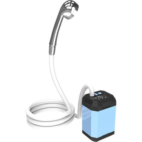 Douche de camping portable (5400 mAh, 1 mode, bleue) - Pompe de douche électrique rechargeable pour l'extérieur - Grande capacité - Idéale pour la randonnée et les voyages (1/4)